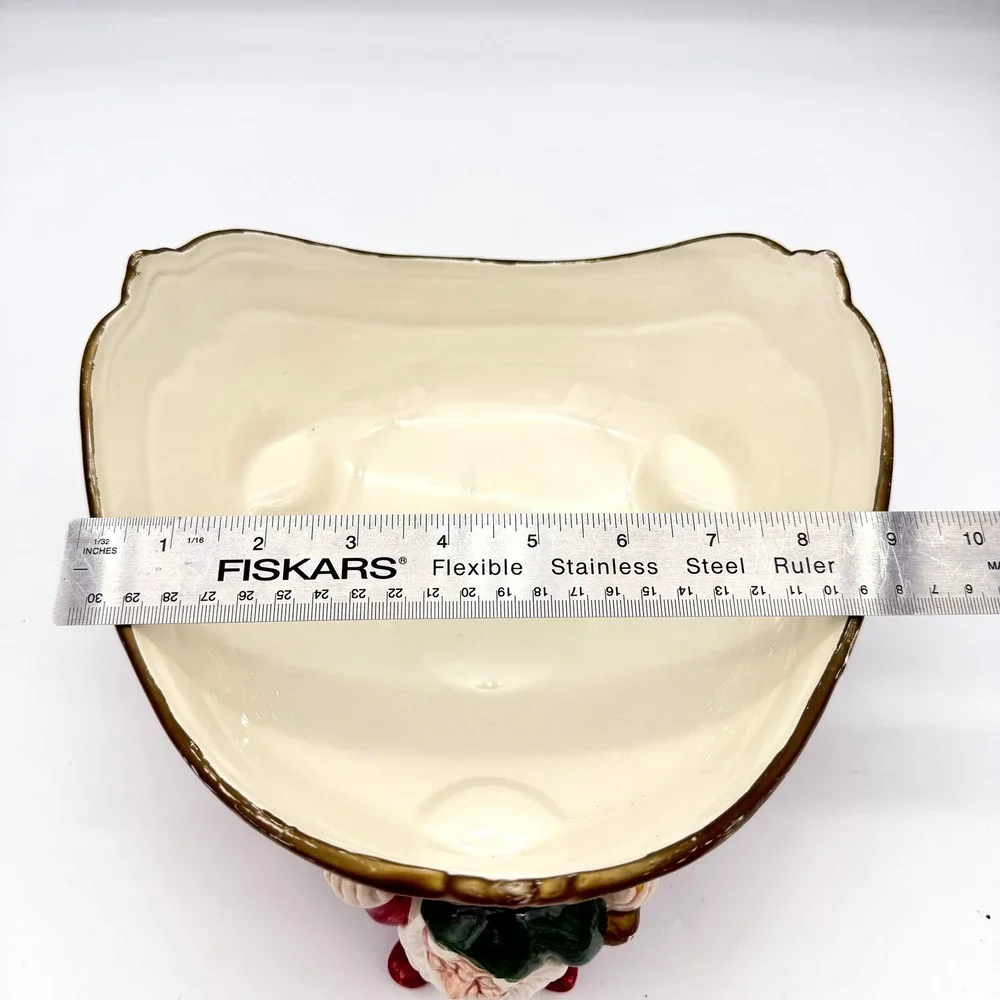 Fitz and Floyd‎ Ceramic Santa Claus Christmas Serving Bowl Vintage 1989 Holiday